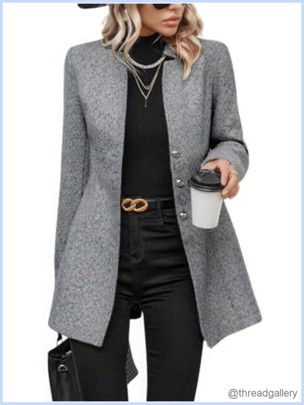 Wool Blend Herringbone Blazer Notch Collar Slim Fit Business Casual